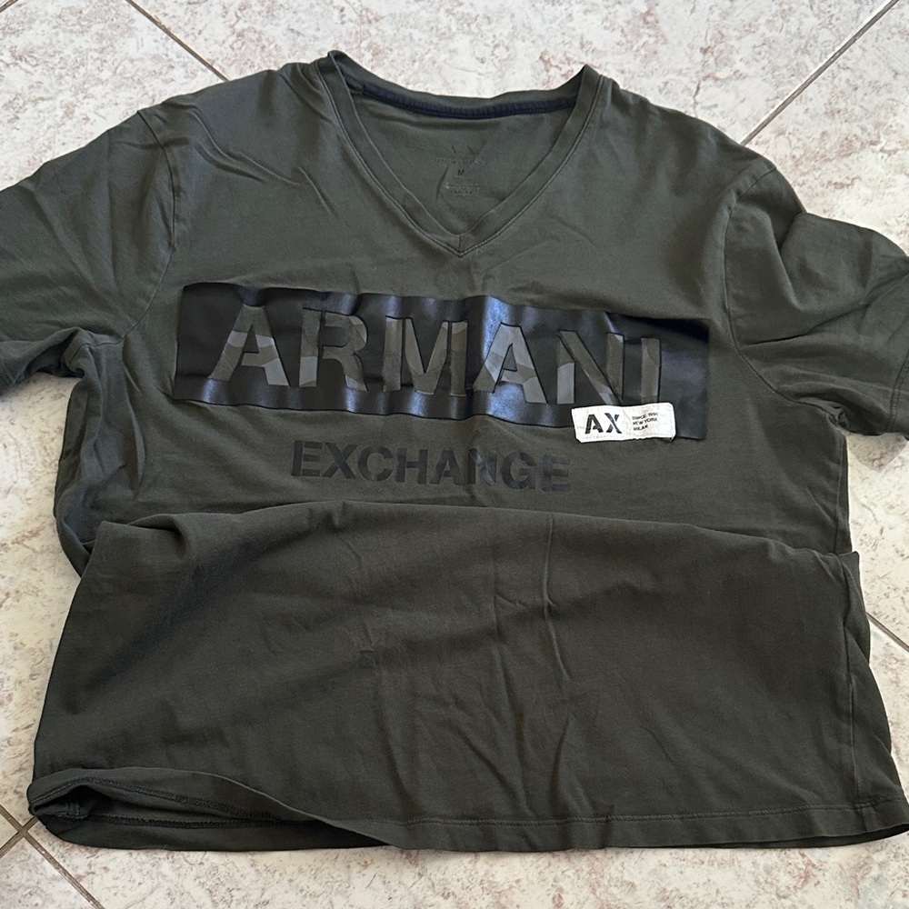 Armani Exchange Dark Green V-Neck Tee